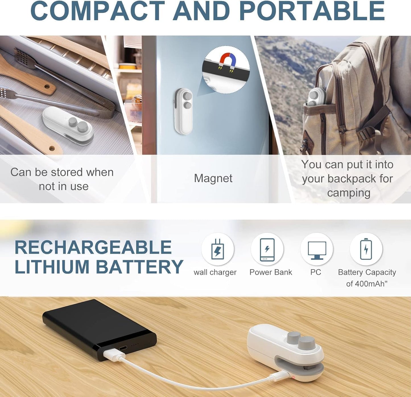 Portable 2 in 1  Rechargable Sealing machine